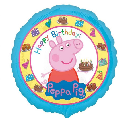 #BFK Balon foliowy 18'' CIR - "Peppa Pig Happy Birthday"