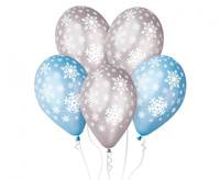 #BL Balony Premium "Płatki śniegu", metaliczne, 12" / 5 szt. KK