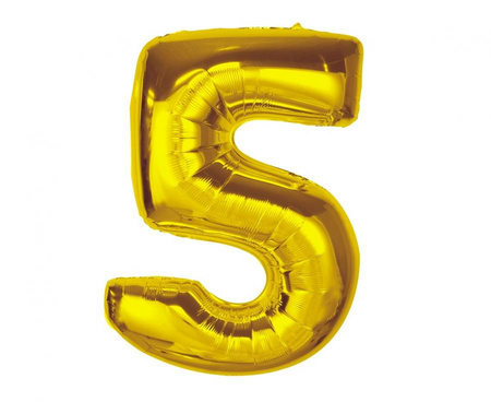 #BFC40 Balon foliowy Smart, cyfra 5, złota, 92 cm  KK