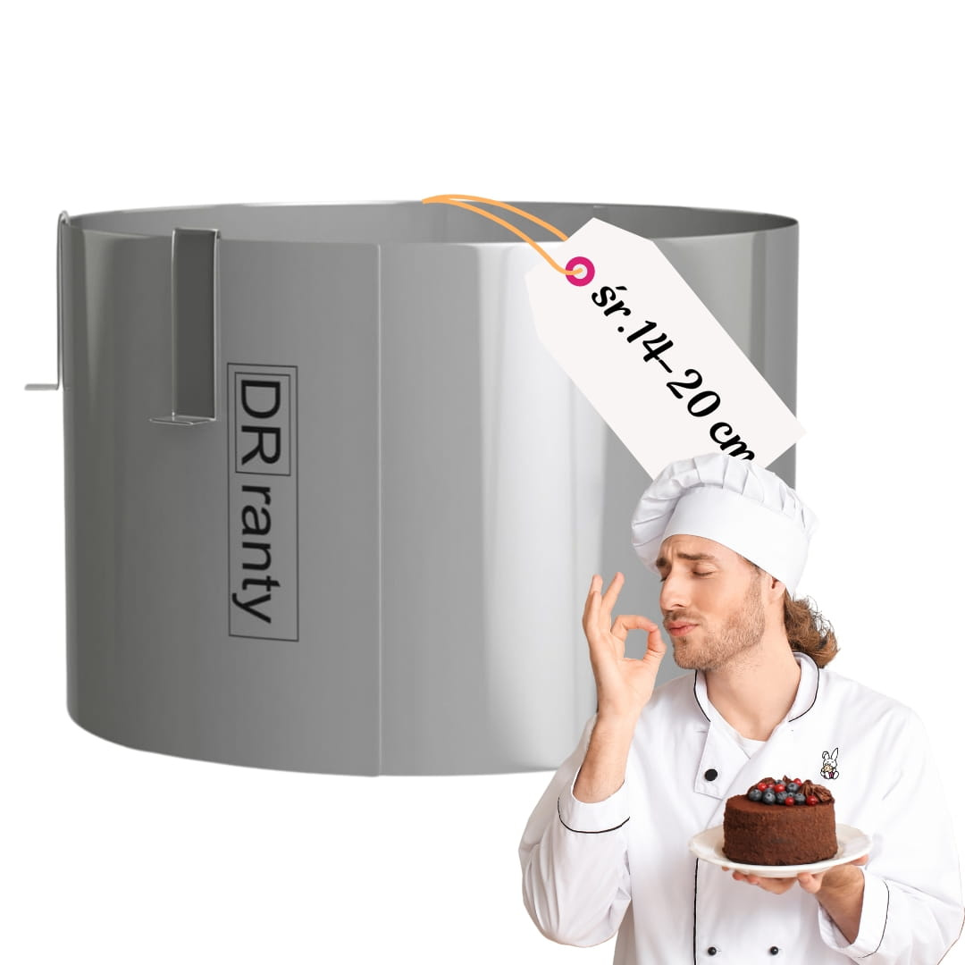 Regulowany rant do pieczenia ciast i tortów o wysokości 12 cm i średnicy 14-20 cm