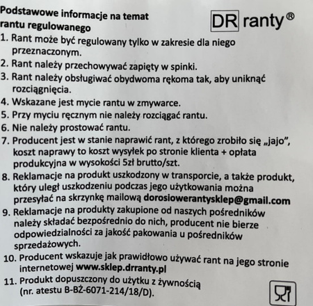 Regulowany rant, h14 cm śr. 12-15 cm DR ranty