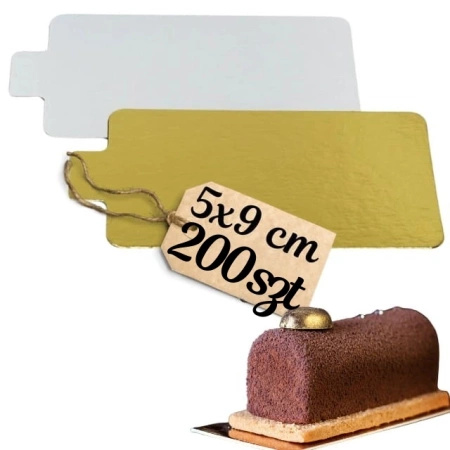 Bankietówki podkładki pod monoporcje dwustronne ZŁOTO SREBRNE 5x9 cm 200 szt.