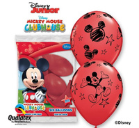 #BL Balon QL 12" z nadr. "Mickey", pastel czerwony / 6 szt. ST ASORT KK