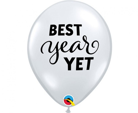 #BL Balon QL 11 cali z nadr. Best year yet, transparentne/ 25 szt. KK