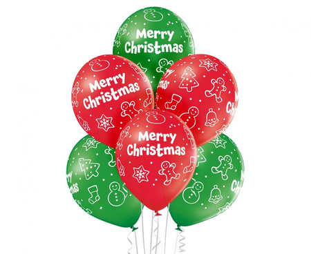 #BL Balony D11  Merry Christmas 1C5S, 6 szt.