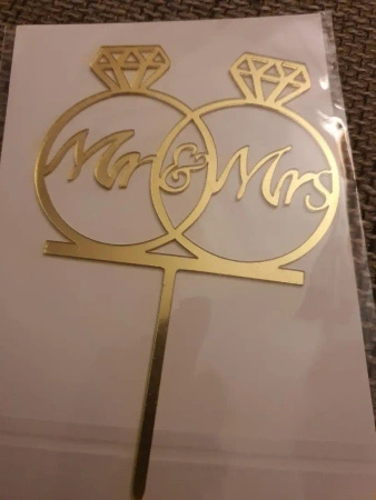 Akrylowy topper na tort weselny ślubny MR&MRS MŁODA PARA WZ.VII