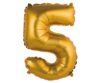 #BFC11 Balon foliowy "Cyfra 5", złota, matowa, 35 cm KK