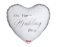 #BFK Balon Ibrex Hel, serce 14", White On Your Wedding Day, packed