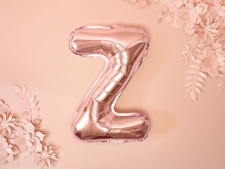 Balon foliowy Litera ''K'', 35cm, różowe złoto