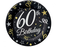 #ZTA Talerzyki papierowe B&C 60 Birthday, 23 cm/ 6 szt. KK