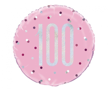 #BFK Balon foliowy UQ 18" Glitz, groszki z nadr. 100, różowy