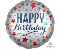 #BFK Balon foliowy 18" SHP -  Birthday satin with stars