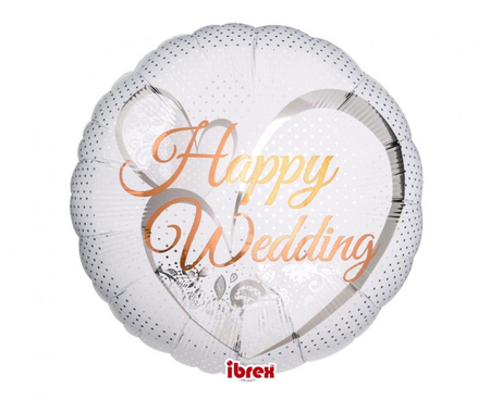 #BFK Balon Ibrex Hel, okrągły 14", Happy Wedding Lace White, packed