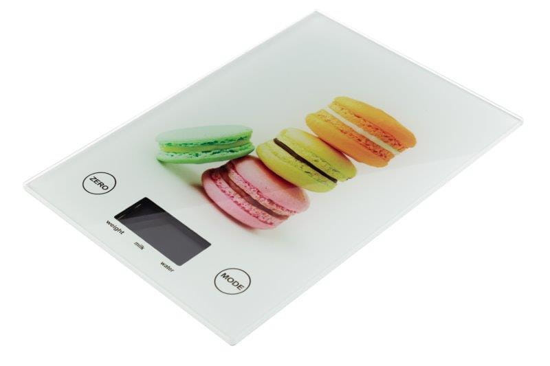 Waga kuchenna elektroniczna DECOS Galicja widok z góry na płaską powierzchnię i wyświetlacz LCD