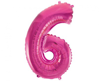 #BFC55 Balon foliowy "Cyfra 6", różowa, 35 cm KK