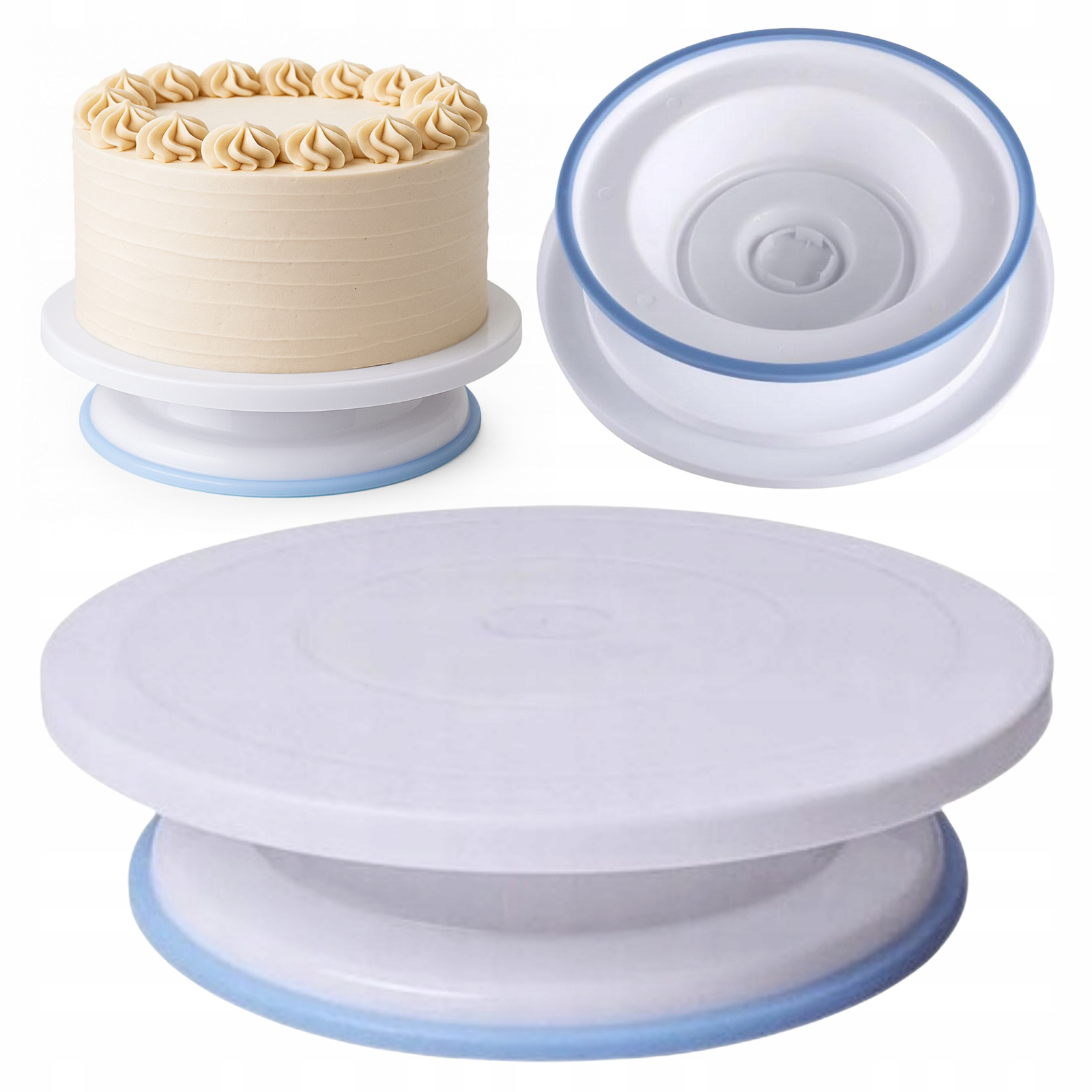 Biała obrotowa patera do tortu 26 cm – neutralny kolor i elegancki wygląd