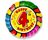 #BFK Balon foliowy 18" FX - " Happy Birthday - 4", pakowany