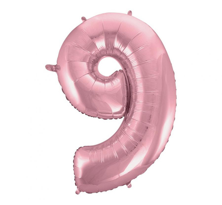 #BFC15 Balon foliowy "Cyfra 9", j. różowa, 92 cm KK