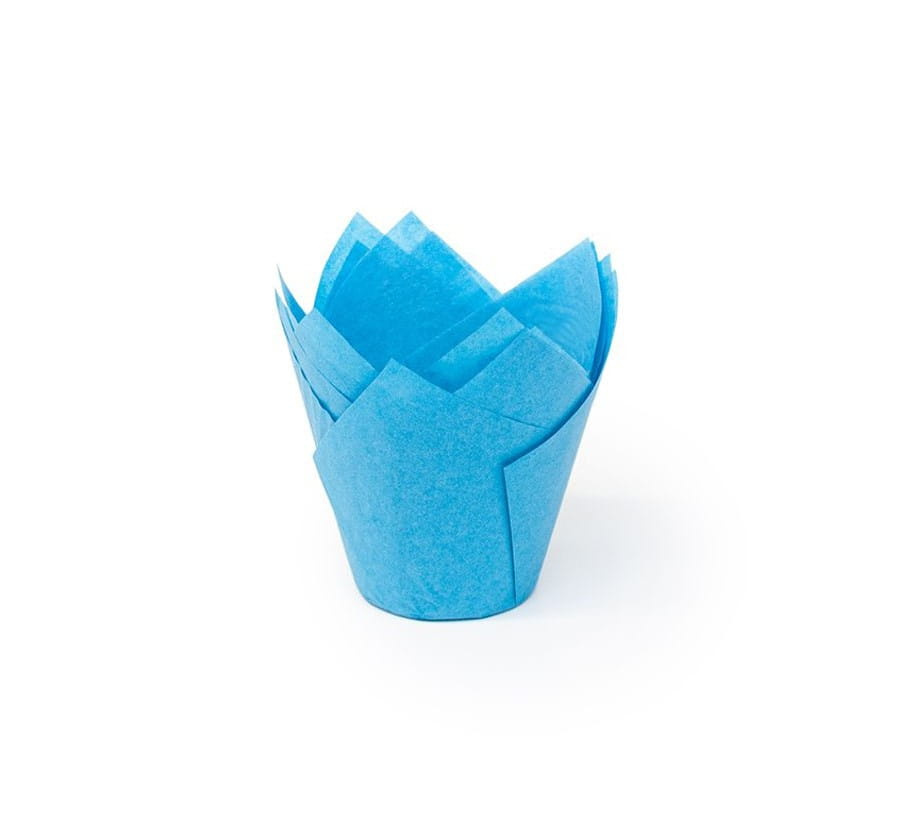 Zbliżenie na strukturę pergaminu w niebieskich papilotkach tulipan