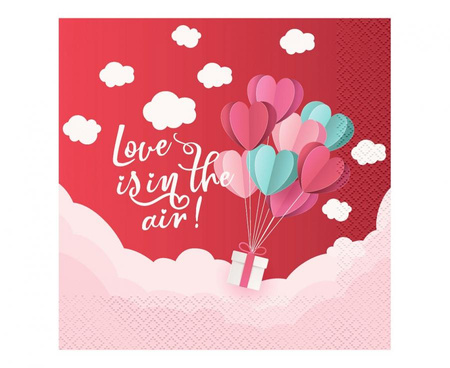 #ZSE_GD Serwetki Kolekcja Love Is In The Air (czerwone), certyfikat FSC, 33x33 cm/ 20 szt.