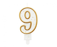 #SC2 Świeczka B&C cyferka "9", złoty kontur, 6,5 cm