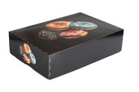 Pudełko na ciasto 31x22x8 cm PĄCZKI CZARNE