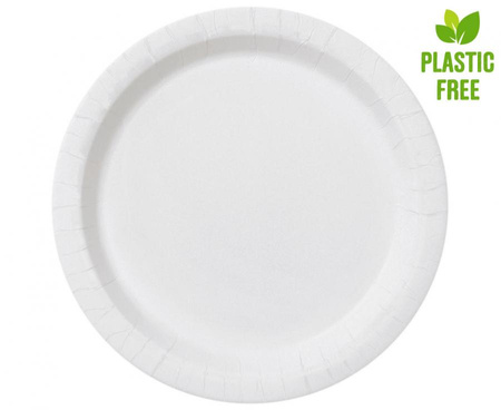#ZTA Talerzyki papierowe, białe, rozm. 23 cm, 8 szt. (plastic-free)
