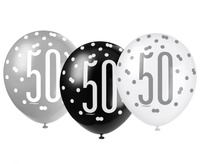 #BL Balon UQ 12" Glitz,groszki z nadr. 50, miks kolorów, 6 szt.