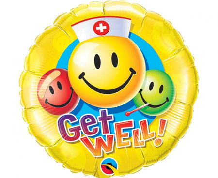 #BFK Balon foliowy 18" QL CIR "Get Well z uśmiechami" KK
