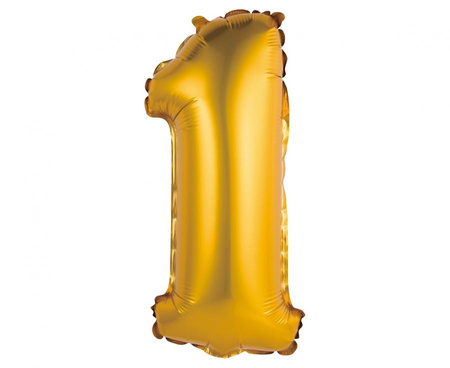 #BFC11 Balon foliowy "Cyfra 1", złota, matowa, 35 cm KK