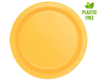 #ZTA Talerzyki papierowe, żółte, 23 cm, 8 szt. (plastic-free) kk