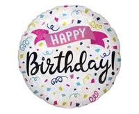 #BFK Balon foliowy 18" CIR Happy Birthday - Holo Sparkle Banner, zapakowany