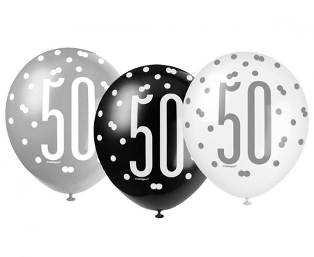 #BL Balon UQ 12" Glitz,groszki z nadr. 50, miks kolorów, 6 szt.