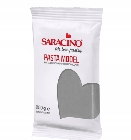 Lukier plastyczny masa cukrowa do modelowania figurek na tort SZARA 250g Saracino