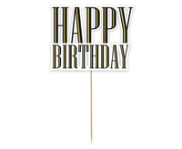 #DETO Dekoracja pap. na tort B&G Party - Happy Birthday, napis, 13 cm