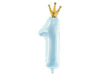 Balon foliowy Cyfra ''1'', 30x90cm, jasny niebieski Party Deco