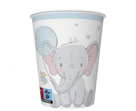 #ZKU Kubeczki Baby Elephant with Blue Ballon, 8 szt.