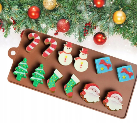 Forma silikonowa świąteczna czekoladki, pralinki , dekoracje święta BAŁWANEK, MIKOŁAJ, CHOINKI, LASKI CUKROWE