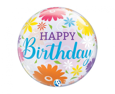#BFK Balon Takara BUBBLE BALLOON Birthday Flowers & Filigree, 22"