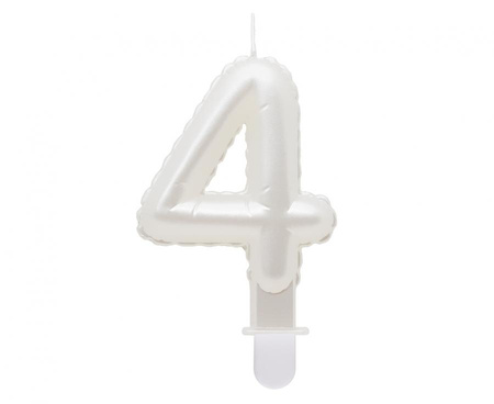 #SC6 Świeczka B&C cyferka 4, perłowa biała, 7 cm KK