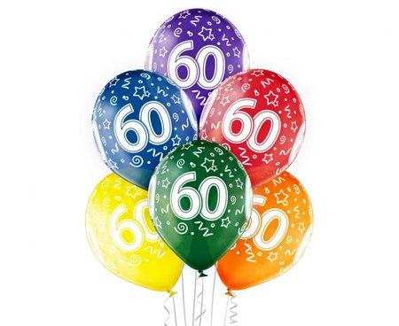 #BL Balony D11 60th Birthday, 1c/5s, 6 szt.