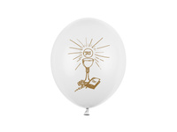 Balony 27cm, I Komunia Święta, P. White (1 op. / 50 szt.)