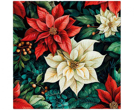 #ZSE Serwetki PAW wzorzyste Poisnettia On Black 33x33 cm / 20 szt.