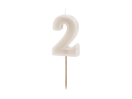 Świeczka urodzinowa Cyfra ''6'', biała konfetti, 5.5cm