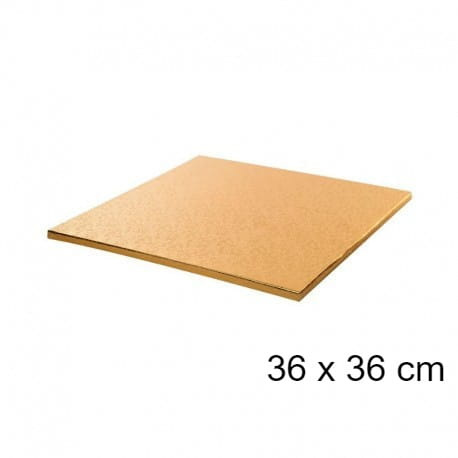 Podkład pod tort złoty 36x36 cm h 1,2 cm – kwadratowy, gruby, elegancki