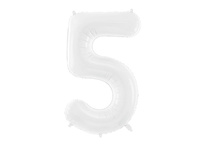 Balon foliowy Cyfra ''5'', 86 cm, biały Party Deco