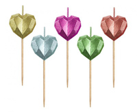 #SU Świeczki pikery Serduszka, metaliczne, 5 szt. KK