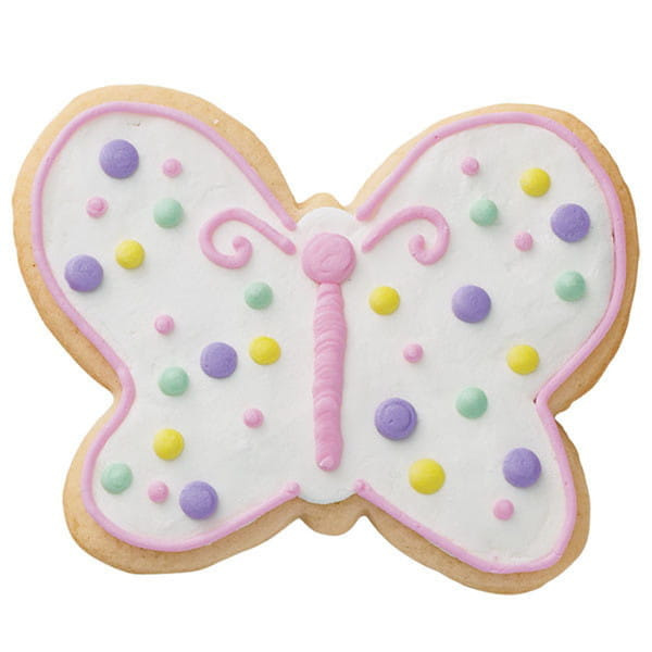 Zestaw dekoracyjnych ciastek motyli przygotowanych wykrawaczką Wilton