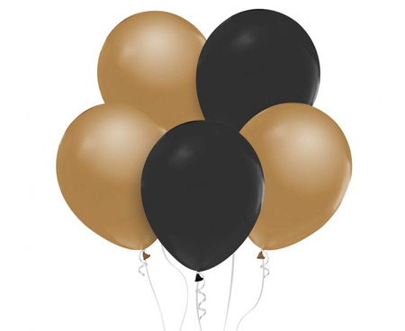 #BL Balony Beauty&Charm, metaliki złote i czarne 12 cali/ 10 szt.