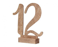 #DEI Numery na stoliki brokatowe Botanics, drewniane, różowo-złote, 12x15 cm, cyfry 1-12